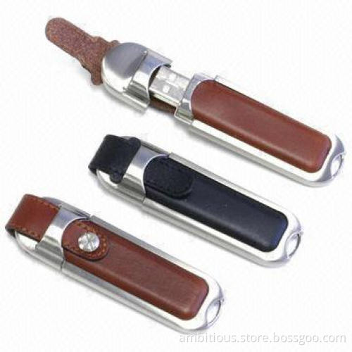 Leather USB Flash Drive, 64MB to 128GB Flash Memory Capacity
